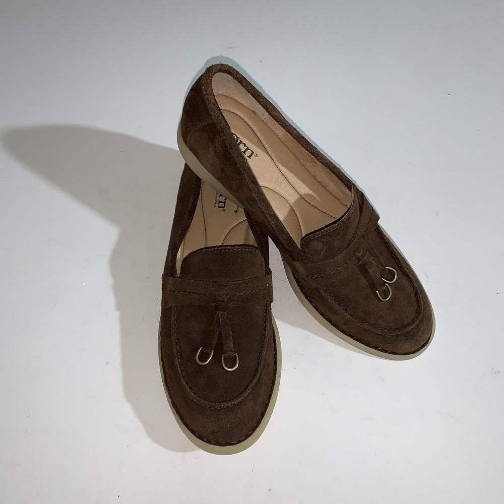 Born Shoes Womens Size 10 Brown Suede Loafers Tassel Comfort Casual BR0078952